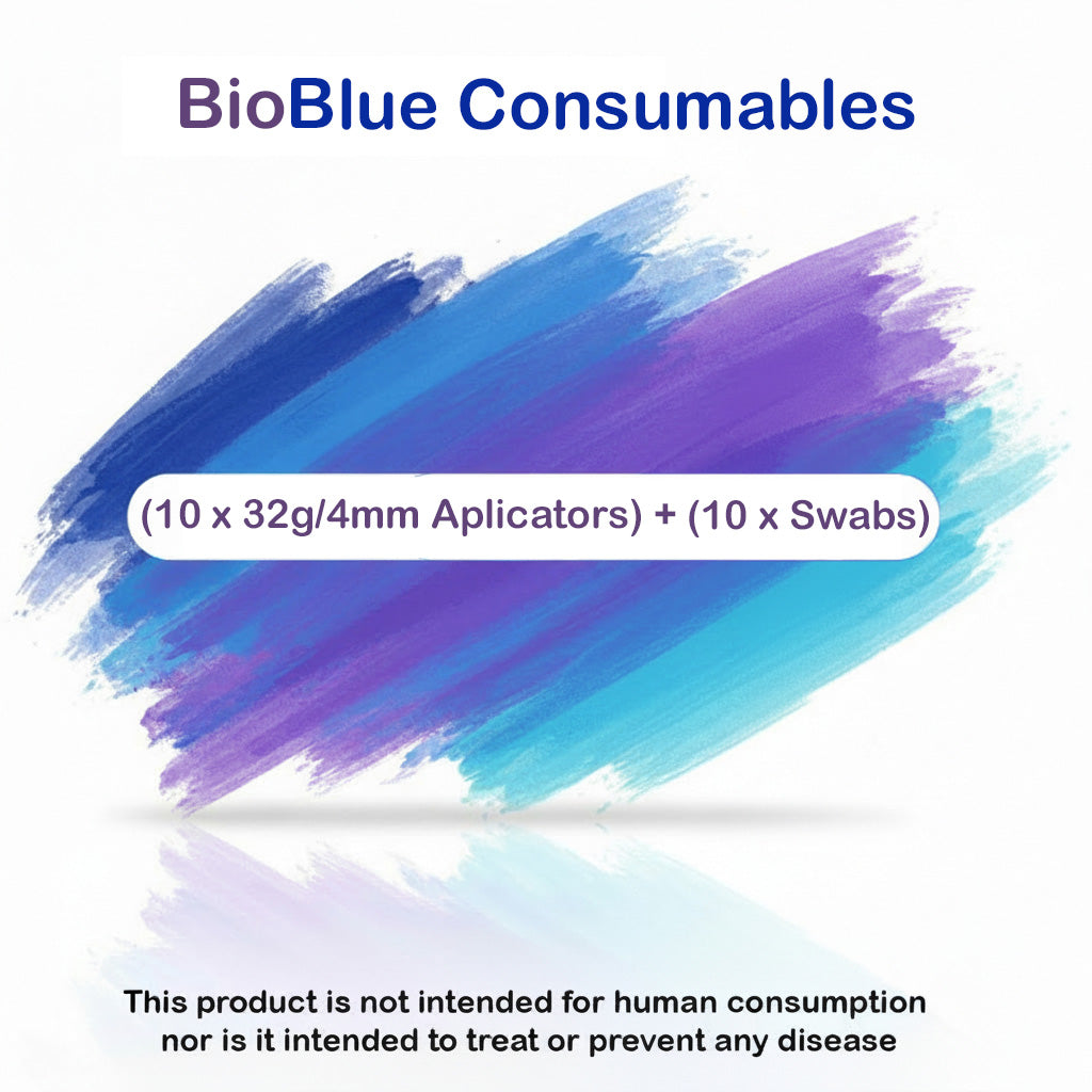 BioBlue Consumables l [(10x32g/4mm Applicators) + (10 Swabs)]